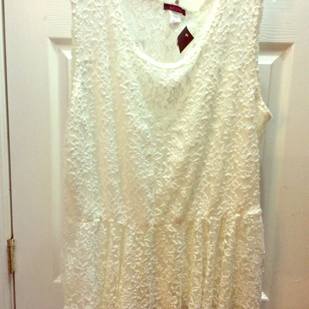 Blush Plunging V Neck Lace Blouse w/Choker. Sz 3x